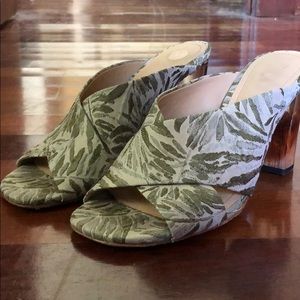 SOLD PLV Lucite Heel Palm Pattern Mules
